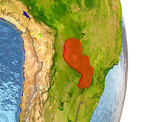 Image showing Paraguay in red on Earth