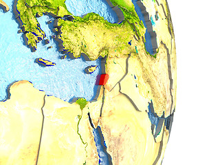 Image showing Lebanon in red on Earth
