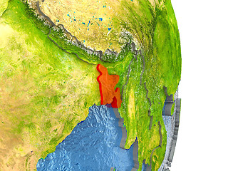 Image showing Bangladesh in red on Earth