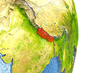 Image showing Nepal in red on Earth