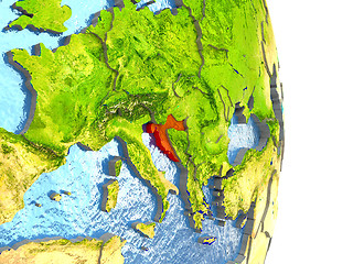 Image showing Croatia in red on Earth