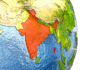 Image showing India in red on Earth