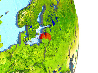 Image showing Latvia in red on Earth