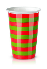 Image showing Red and green striped cup without handle