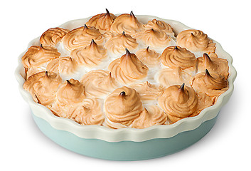 Image showing Lemon pie with meringue on dish