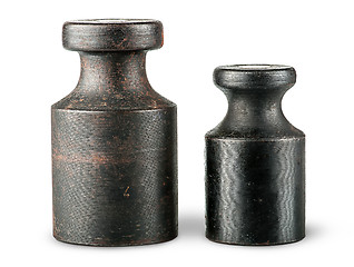 Image showing Two old rusty scale weights