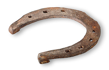 Image showing Old rusty horseshoe horizontally inverted