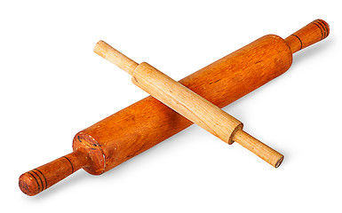 Image showing Small and large rolling pin crosswise