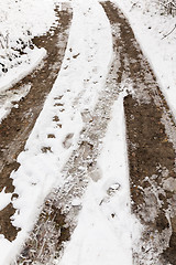 Image showing winter road, close-up