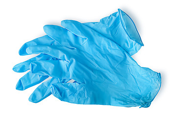 Image showing Pair blue medical gloves