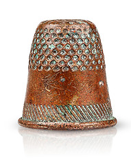 Image showing Old antique copper thimble
