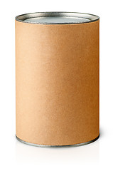 Image showing Cardboard tube with metal lids vertically