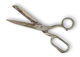 Image showing Opened old tailor scissors