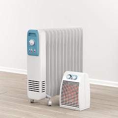 Image showing Oil-filled radiator and fan heater