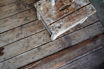 Image showing Board, old wood, stool, background, natural