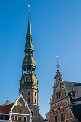 Image showing View of the steeple of St. Peter\'s Church in Riga