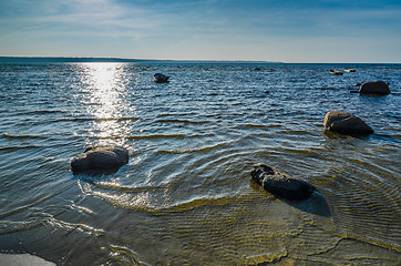 Image showing Estonian Baltic Sea coast, Stones in the water