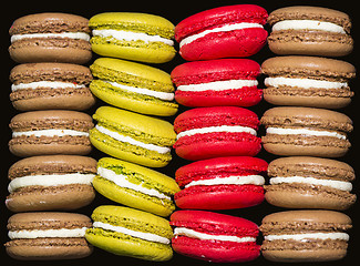Image showing Colorful macaroons in a box ,top view