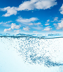 Image showing Close up water on a background of blue sky