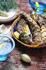 Image showing Christmas dish of roasted fish