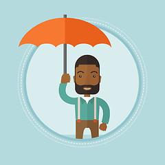 Image showing Businessman insurance agent with umbrella.