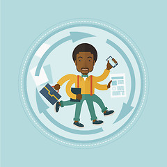 Image showing Man coping with multitasking vector illustration.