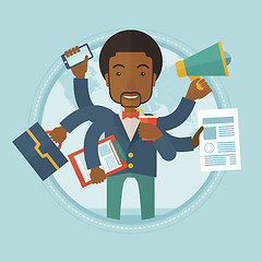 Image showing Man coping with multitasking vector illustration.