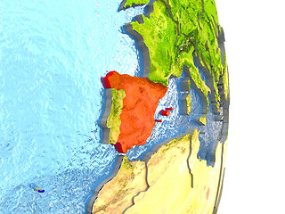 Image showing Spain in red on Earth