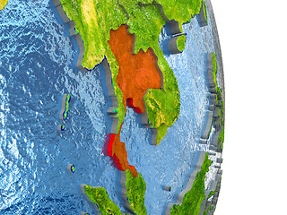 Image showing Thailand in red on Earth