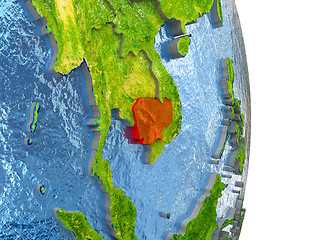 Image showing Cambodia in red on Earth