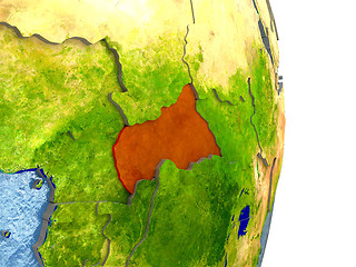 Image showing Central Africa in red on Earth