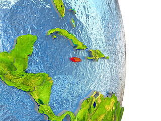 Image showing Jamaica in red on Earth