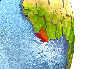 Image showing Liberia in red on Earth