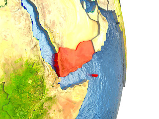 Image showing Yemen in red on Earth