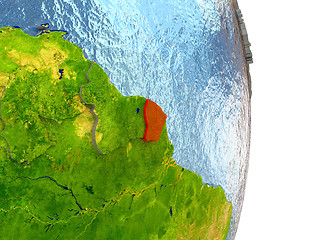 Image showing French Guiana in red on Earth