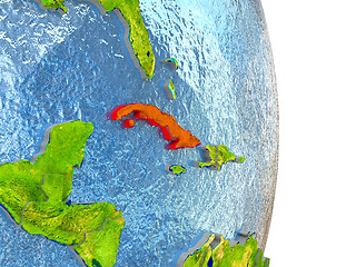 Image showing Cuba in red on Earth