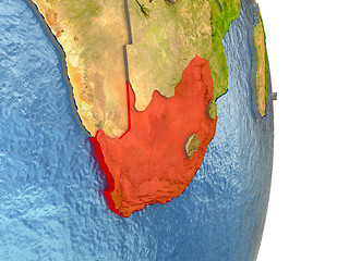 Image showing South Africa in red on Earth