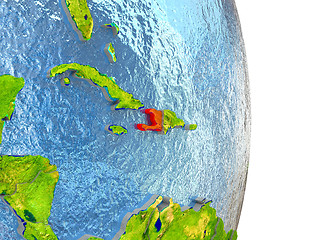 Image showing Haiti in red on Earth
