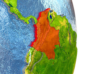 Image showing Colombia in red on Earth