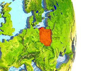 Image showing Poland in red on Earth