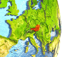 Image showing Austria in red on Earth