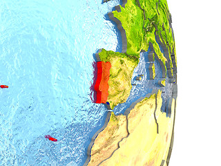 Image showing Portugal in red on Earth