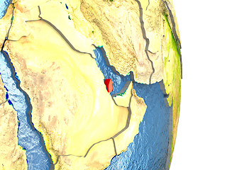 Image showing Qatar in red on Earth