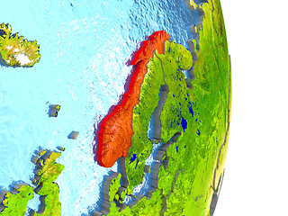 Image showing Norway in red on Earth