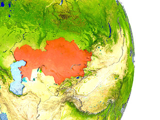 Image showing Kazakhstan in red on Earth