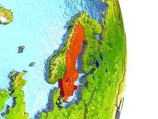 Image showing Sweden in red on Earth