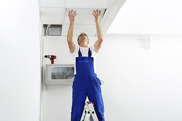 Image showing Installation of electrical wiring Electrical repair Electrician Installation of ceiling