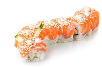 Image showing Japanese sushi  made of salmon