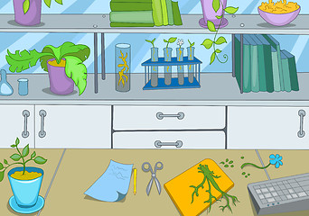 Image showing Cartoon background of chemical laboratory.