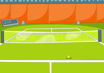 Image showing Cartoon background of tennis court.